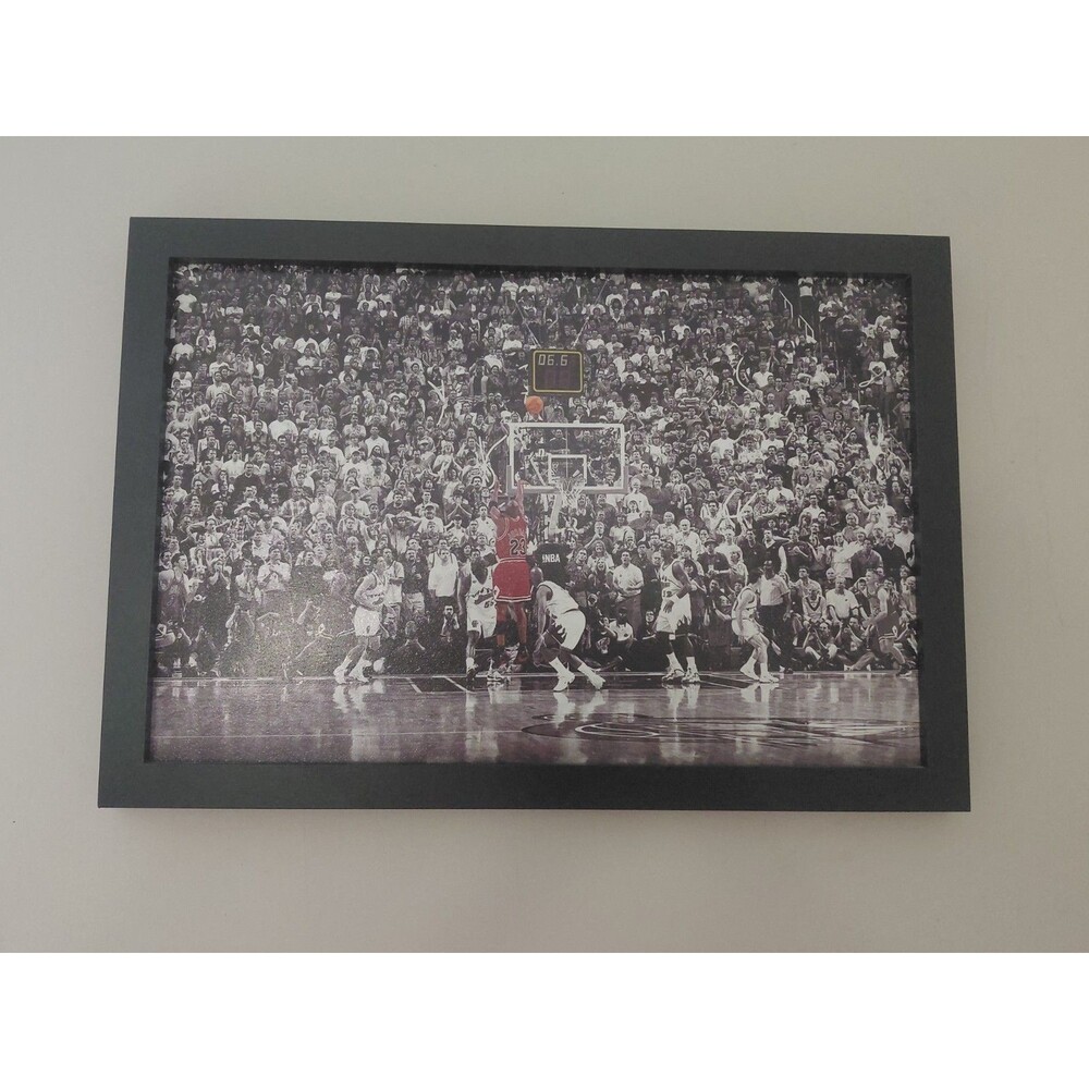 Michael Jordan Canvas Print "Last Shot" Game 6 1998 NBA Finals Framed 8.5"x13.5"